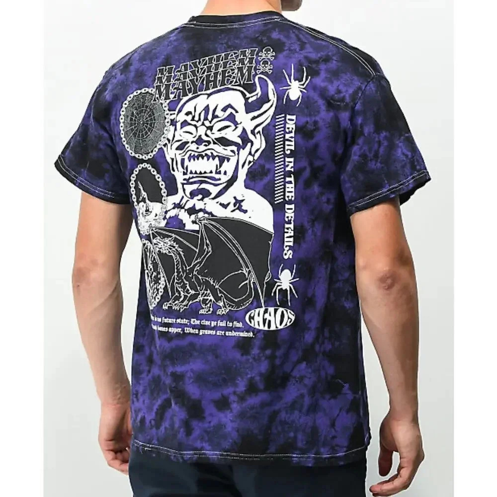 Vitriol Mayhem Men’s Black & Purple Tie Dye T-Shirt Sz Medium NWOT